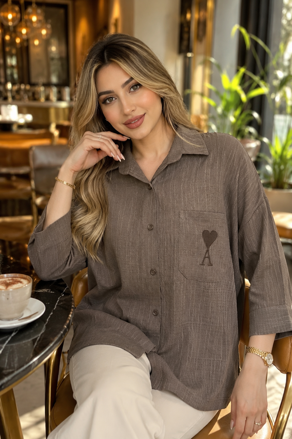 شومیز لنین اسلپ گل دوزی A